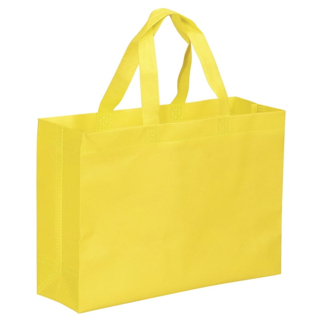 Unique Bargains Sac Cadeau Réutilisable Style Horizontal Non Tissé 25x35cm, Jaune Lot de 10