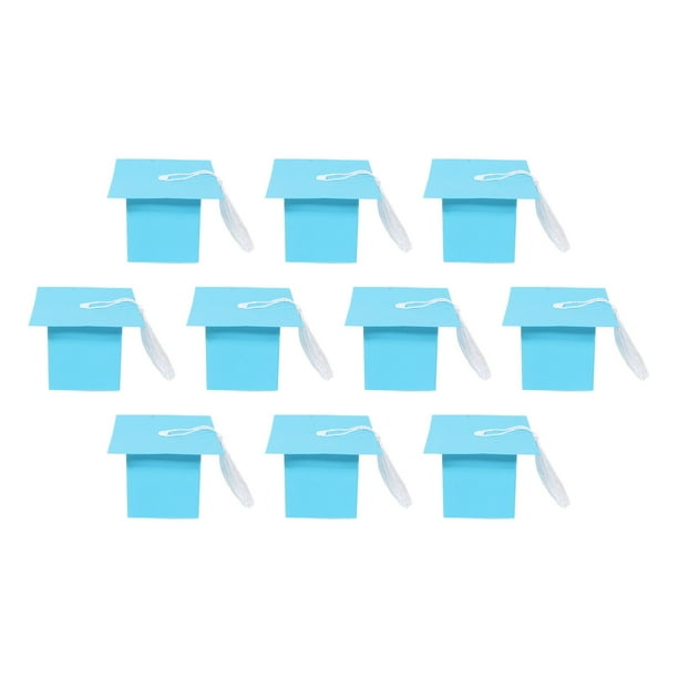 10 cajas de regalo para birretes de graduación, cajas de bombones con borlas y forma de birrete de doctorado. Azul
