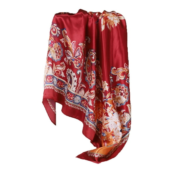 Tao Tao Women Large Square Satin Head Scarf Satin Hair Scarves Silk Bandana Scarf Headscarf Silk Feeling Scarf Burgundy Free Size