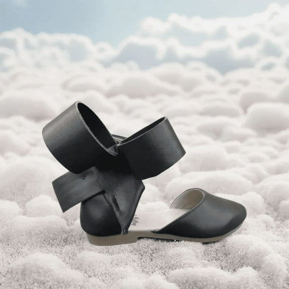 Girls Aubrey Bow Shoes Black leather dress shoes 2 Youth (big kid)