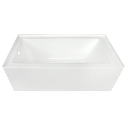 Aqua Eden VTDE603122L 60-Inch Acrylic Rectangular 3-Wall Alcove Tub, Left Hand Drain in Glossy White