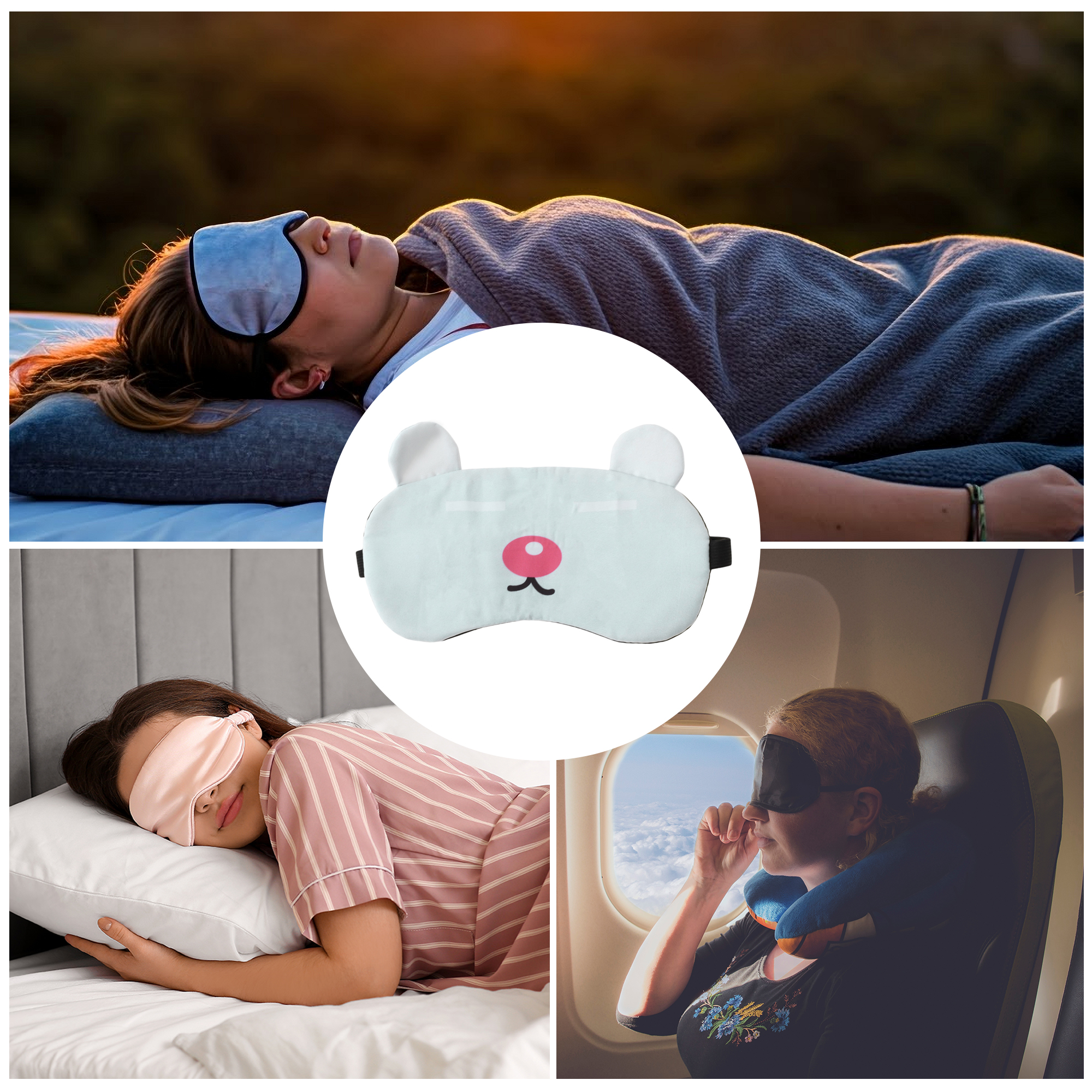 Unique Bargains Durable Funny Eye Mask Gray for Comfortable Sleep and Travel