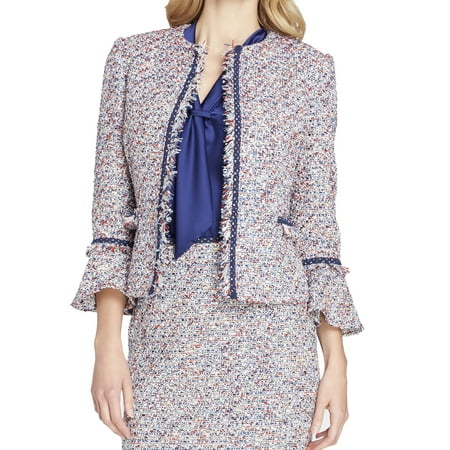 - Tahari by ASL Womens Petite Boucle Fringe Trim Jacket