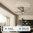 thumbnail image 2 of VAGIZM Ceiling Fan 52'' With Light: Modern Remote Control Fans Downrod Mounted - Quiet Reversible DC Motor - Light Memory Function for Patio Dining Room Outdoor Indoor, 2 of 8
