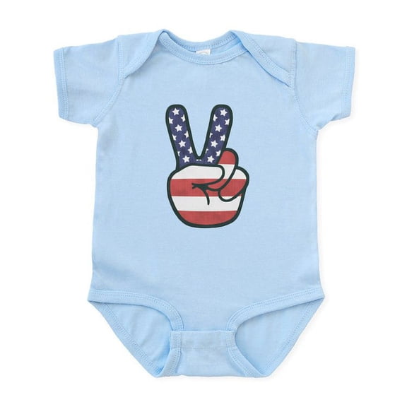 CafePress - Peace Hand Infant Bodysuit - Baby Light Bodysuit, Size Newborn - 24 Months