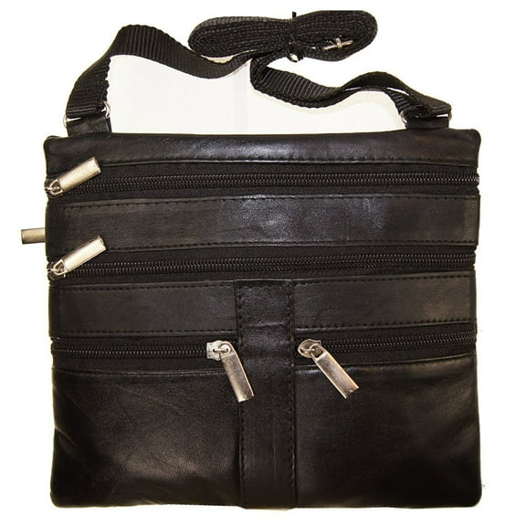 Improving Lifestyles Cross Body Bag Adjustable Strap, Leather, Black