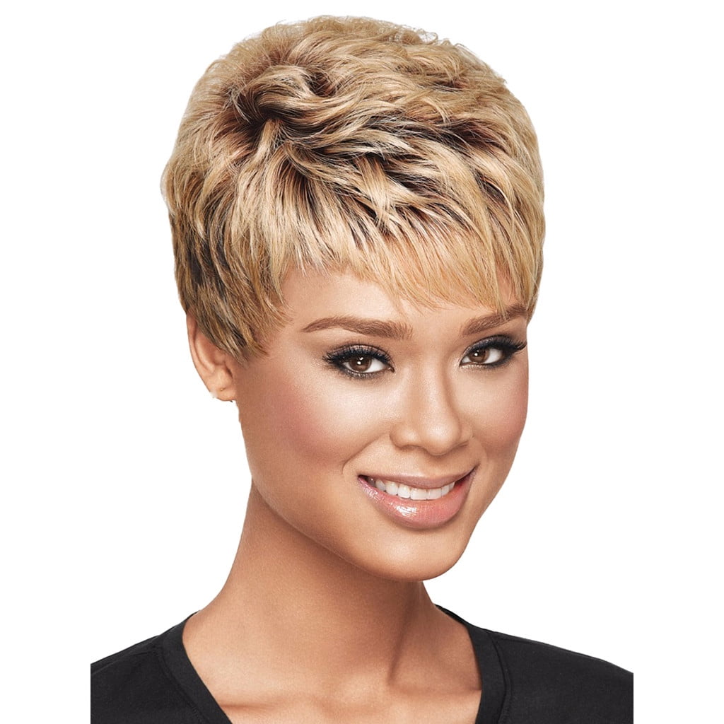 Discount Bonanza Glueless Wig Human Hair Women Natural Synthetic Hair Wig Short Mix Colors Full Wigs Party Hair Wigs Natural Hair Wig fiber Akmoler Walmart