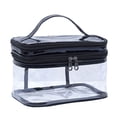 thumbnail image 1 of Bolsa de maquillaje transparente portátil con cremallera, bolsa de almacenamiento de viaje transparente impermeable, neceser cosmético con asa, 1 of 5