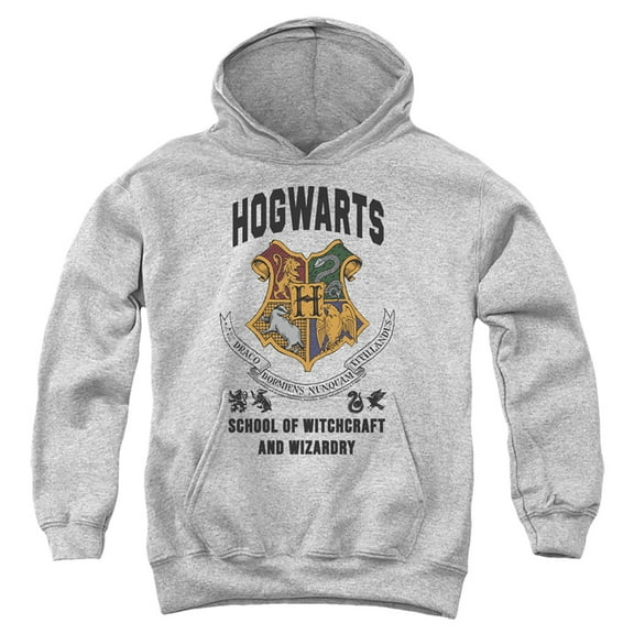 Harry Potter Hogwarts School Of Witchcraft Kids Pull-Over Hoodie (Large) for Youth Boys and Girls, Athletic Heather