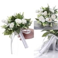 thumbnail image 2 of Necvior Durable Bridal Bouquet Artificial Flowers Wedding Flower with Crystal Ribbon Hand Bouquet for Bridesmaids Fake Flowers, 2 of 16
