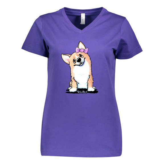 Inktastic Corgi Puppy Girl Women's V-Neck T-Shirt