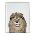 thumbnail image 2 of Kate and Laurel Sylvie Lion Color Framed Canvas Wall Art by Simon Te of Tai Prints, 28x38 Gray, Simple Neutral Animal Portrait Art Wall Décor, 2 of 6
