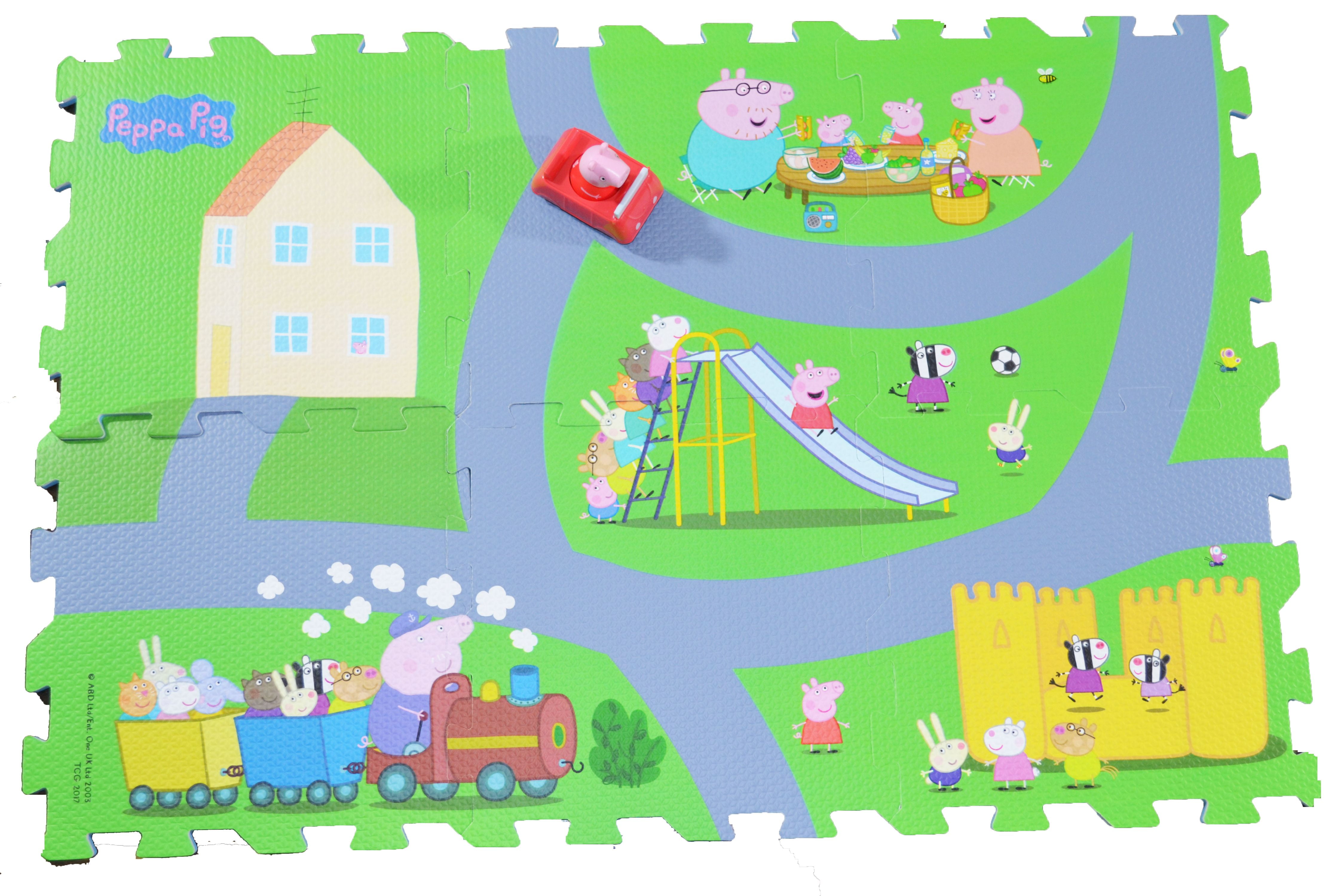 Nick Jr Peppa Pig 6 Tile Mega Mat Foam Puzzle with 1 Peppa Pig Toy Car