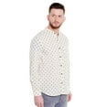 thumbnail image 2 of Shatranj Men's Pure Cotton Button Down Shirt with Indian Leaf Print; Natural, 2 of 5