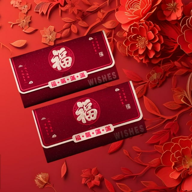 2 sobres rojos del año lunar chino, sobres de dinero de la , sobres de tarjetas de felicitación del año de la serpiente 2025, Hong Bao para Personaje Fu