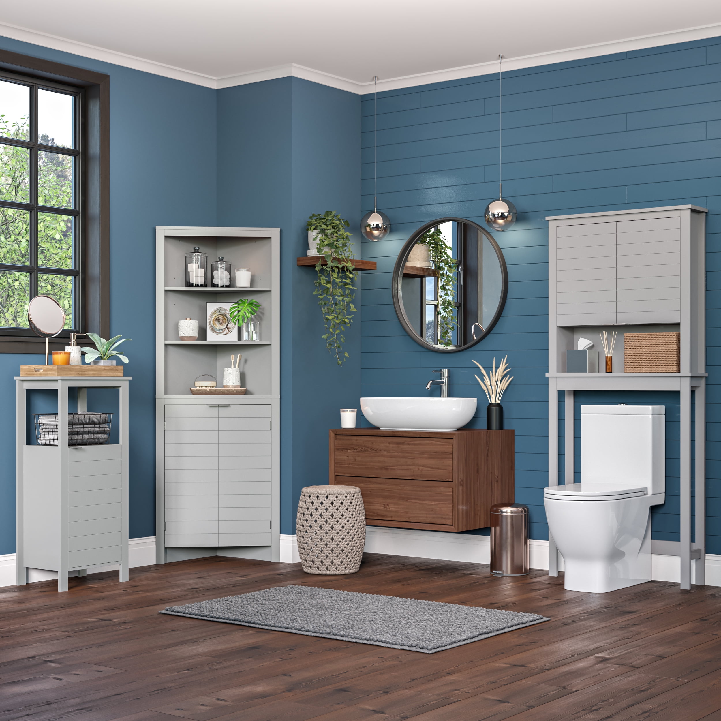 RiverRidge Home Madison Tall Corner Cabinet Gray Walmart