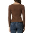 thumbnail image 3 of INSPIRE CHIC Women's Pullover Sweater Slim Fit Long Sleeve Sweetheart Neck Knit Sweaters XS Brown, 3 of 5