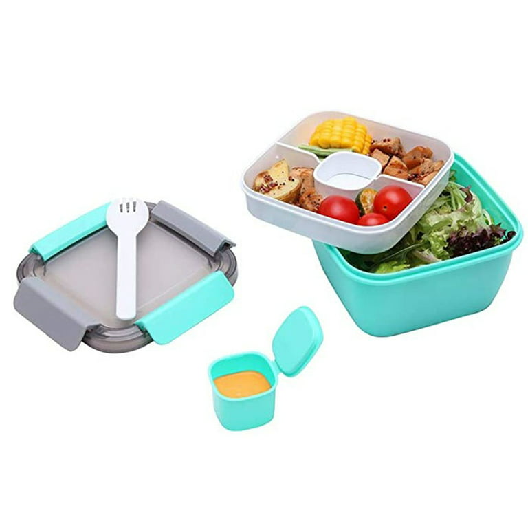 Lunch Box Leak-proof Bento Box Salad Container With Dressing Container 3  Compartments Salad Box-to-go For Salads And Snacks, Lunch Box Microwave  Heati