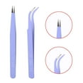 thumbnail image 4 of Pinzas curvas, 2 piezas de pinzas antiestáticas de acero inoxidable para uñas, pinzas rectas, diseño de última generación, 4 of 9