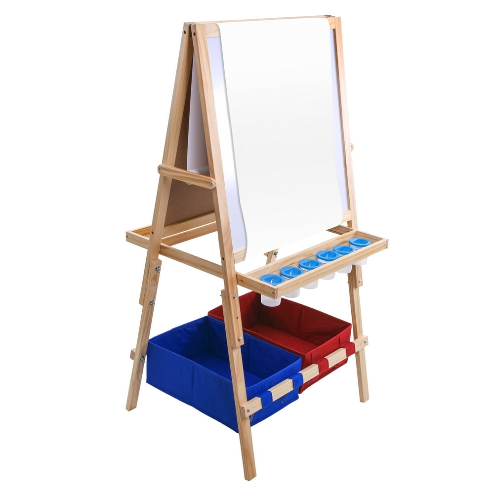 U.S. Art Supply Children's Cardiff DoubleSided Art Activity Easel with Chalkboard, Dry Erase