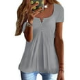 thumbnail image 5 of Alllist Women Tops Gray Solid V-Neck Short Sleeve T-Shirts Womens Shirts Under $5, 5 of 7