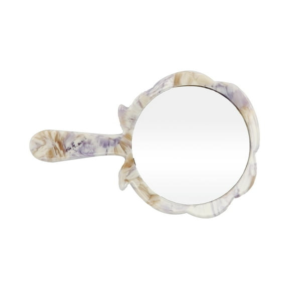 1 Pc Girls Rose Shape Handheld Mirror for Business Travel Beauty Parlor Purple Acetate Aluminum Mirror