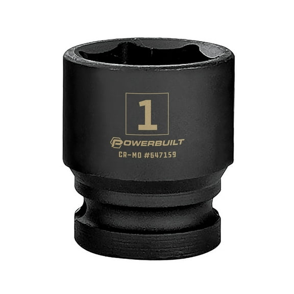 Powerbuilt 1/2 Inch Drive x 1 Inch 6 Point Impact Socket - 647159