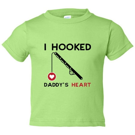 - Adorable Fishing Youth “I Hooked Daddy's Heart” Kids Toddler Shirt 12 Month, Green