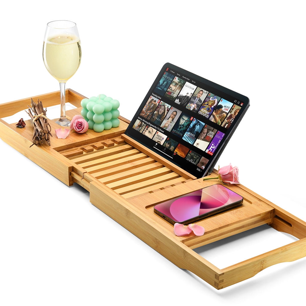 Bathtub Tray Caddy - Foldable Waterproof Bath Tray & Bath Caddy ...