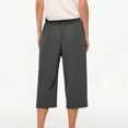 thumbnail image 4 of WQQZJJ Plus Size Women's Capri Pants, Solid Color Casual Straight Leg Pants, Drawstring Elastic Waist Comfortable Outdoor Workout 7/10 Pants, 4 of 7