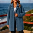 thumbnail image 5 of purcolt Women's Sherpa Fuzzy Fleece Jackets Button Down Notched Lapel Mid Trench Coat Casual Warm Winter Cold Weather Pea Coat, 5 of 5