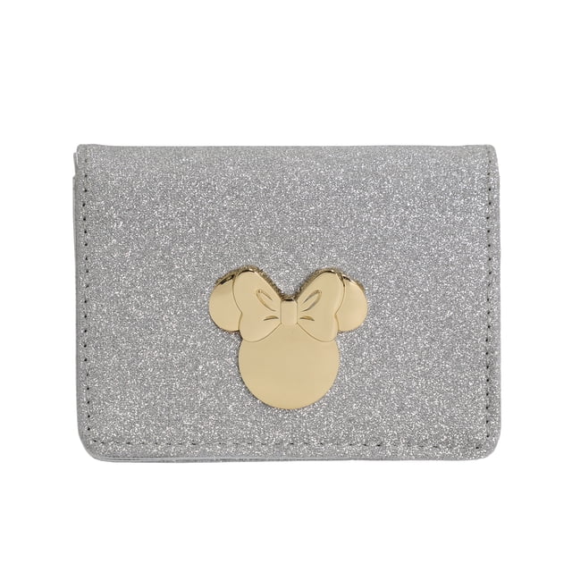 Minnie Mouse Silver Glitter 2 Piece Wallet & Keychain Gift Set