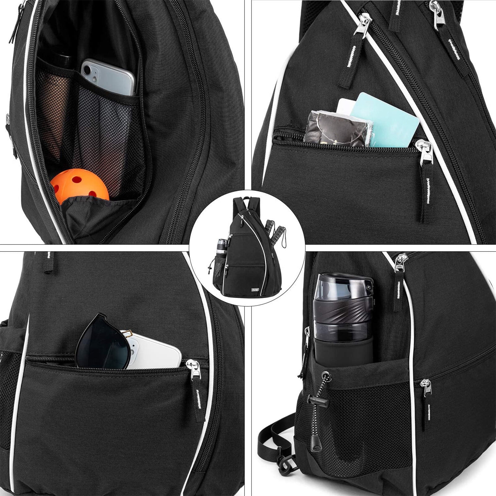 FlyFlise Pickleball Backpack Adjustable Sling Bag Tennis Racket Bag for Pickleball Tennis Badminton