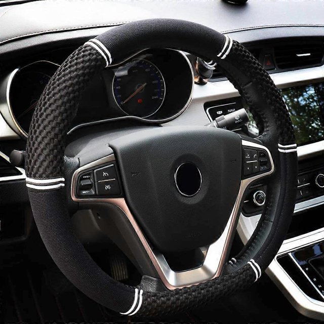 steering wheel cover car, universal 15 inch woven steering wheel protector cover, soft steering wheel cover protection anti slip black white
