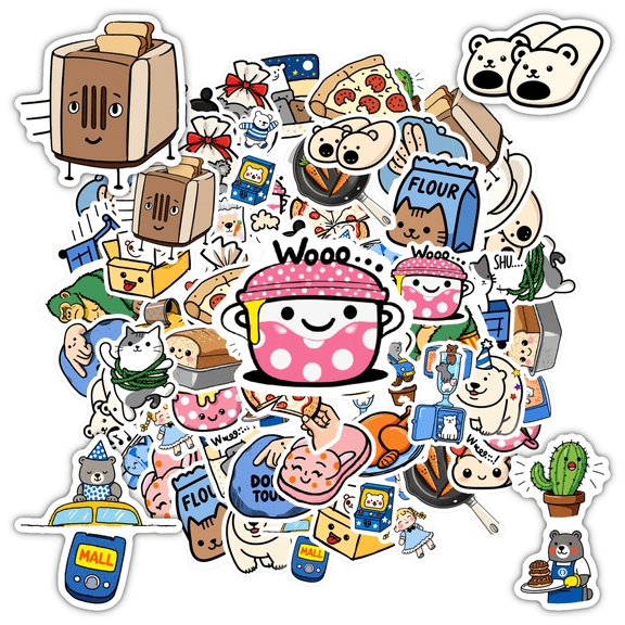 35pcs Cute Stickers Animal Stickers Cartoon Stickers Food Stickers for Kids Suitcases Laptops