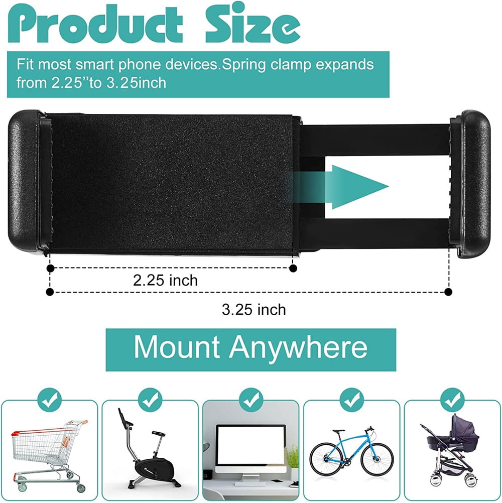 NOGIS 2 Pcs Stroller Phone Holder Portable Cell Phone Holder Stand Universal Stroller for Parent Baby Toddler Phone Clamp with Non Slip Silicone Arm Grip for Stroller Belly Bar Shopping Carts