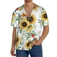 thumbnail image 3 of Disketp Men's Hawaiian Sunflowers Leaves And Birds Print Shirts Button Down Holiday Beach Shirts-Medium, 3 of 7
