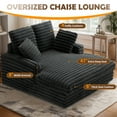 thumbnail image 4 of Techmilly 53" Oversized Chaise Lounge Chair with 4 Striped Pillow, Velvet Full Size Chair Bed for Living Room, Bedroom, Dark Grey, 4 of 11