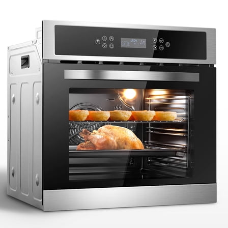Aobosi 24 Inch Single Wall Oven, 2.5 Cu.ft Built-in Electric Wall Oven with 8 Cooking Functions in Stainless Steel