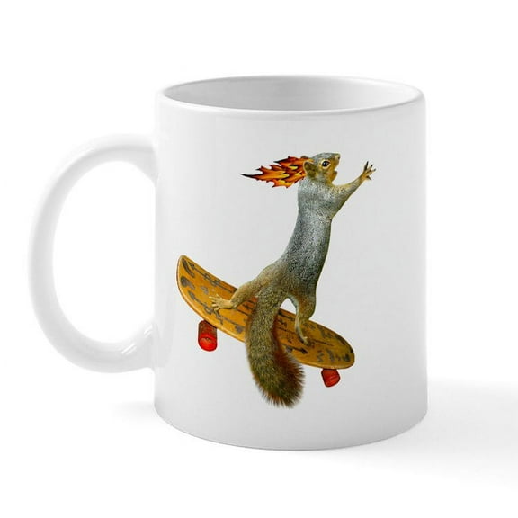 CafePress - Skateboarding Squirrel Mug - 11 oz Ceramic Mug - Novelty Coffee Tea Cup