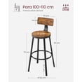 thumbnail image 3 of VASAGLE Taburete Alto, Juego de 2, Taburetes Altos de Cocina, con Respaldo, Estructura de Acero, Asiento de 73 cm de Altura, Fácil Montaje, Estilo Industrial, Marrón Rústico y Negro, 3 of 5