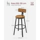thumbnail image 3 of VASAGLE Taburete Alto, Juego de 2, Taburetes Altos de Cocina, con Respaldo, Estructura de Acero, Asiento de 73 cm de Altura, Fácil Montaje, Estilo Industrial, Marrón Rústico y Negro, 3 of 5