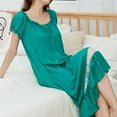 thumbnail image 4 of HLSOHJP Women's Cotton Victorian Nightgown Short Sleeve Pj Soft Pajama Dress Long Sleepwear Off Shoulder Sleep Shirt Frilly, 4 of 7