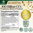 thumbnail image 2 of Probiotics 100 Billion CFU - 16 Premium Probiotic Strains with Prebiotics - Supports Immune, Gut Health, Occasional Constipation, Gas & Bloating, Women & Men Supplement, Bottled in USA - 120 Capsules, 2 of 9