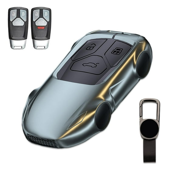 Key Cover Case, Zinc Alloy Metal Key Fob Case Protector Shell Accessories Compatible with Audi A4 Q7 Q5 TT A3 A6 SQ5 R8 S5