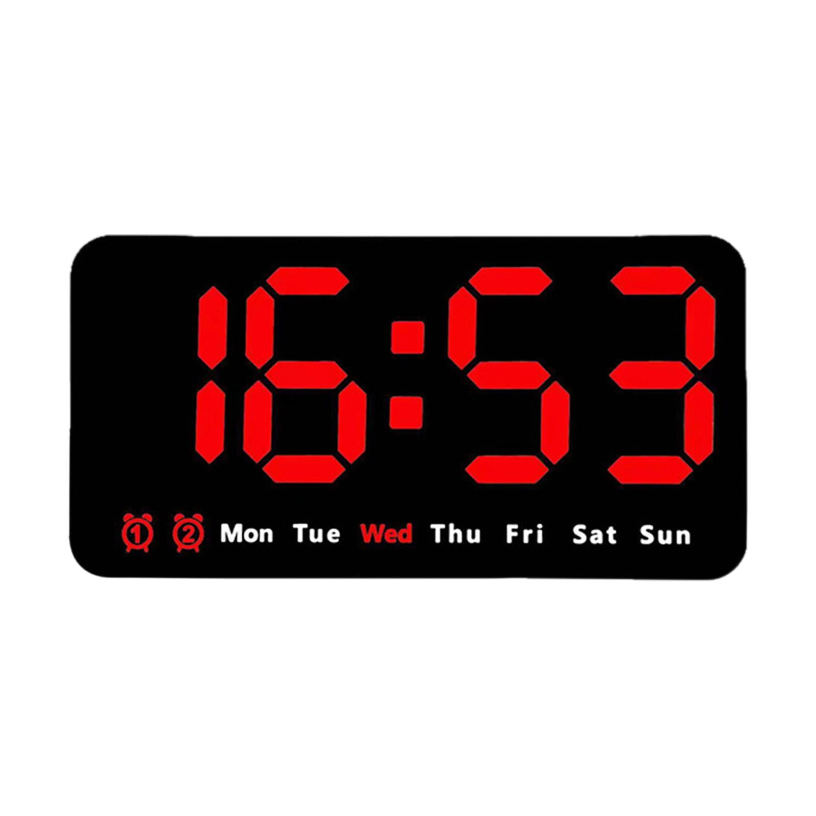 WLPZXP Digital Clock Desk Calendar Temperature Large Display LED Alarm Clock Wall Clock Red