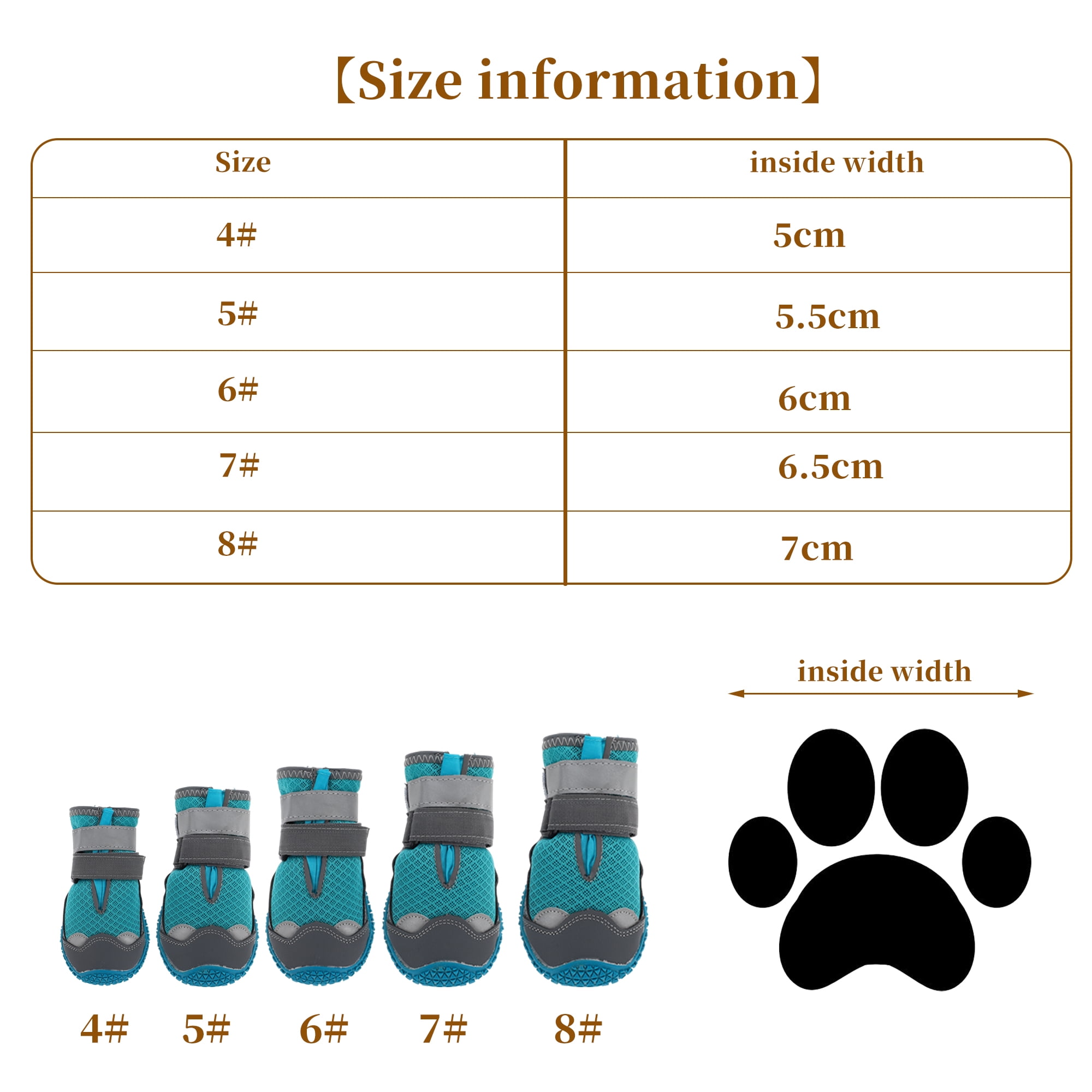 Unique Bargains 4pcs Reflective Waterproof Shoes for Dogs Large