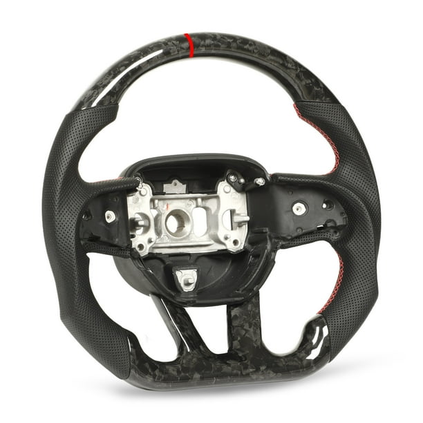 Volante de fondo plano, volante de carreras de fibra de carbono seco forjado, volante de automóvil, diseño exquisito