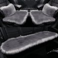 thumbnail image 1 of 1 Piece - Faux Wool Winter Plush Backless Car Seat Cushion Cover - Light Grey - (Normal) Front Row Single Seat, 1 of 4