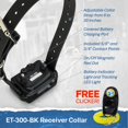 thumbnail image 5 of Educador - ET-300 Negro - Collar de entrenamiento para perros Ecollar con control remoto - Alcance de 1/2 milla, impermeable, recargable, 100 niveles de estimulación de entrenamiento, vibración y tono, 5 of 5